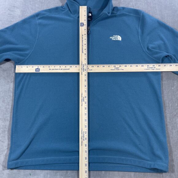 The North Face Mens XXL Teal Textured Quarter 1/4 Zip Pullover Jacket - Picture 6 of 8